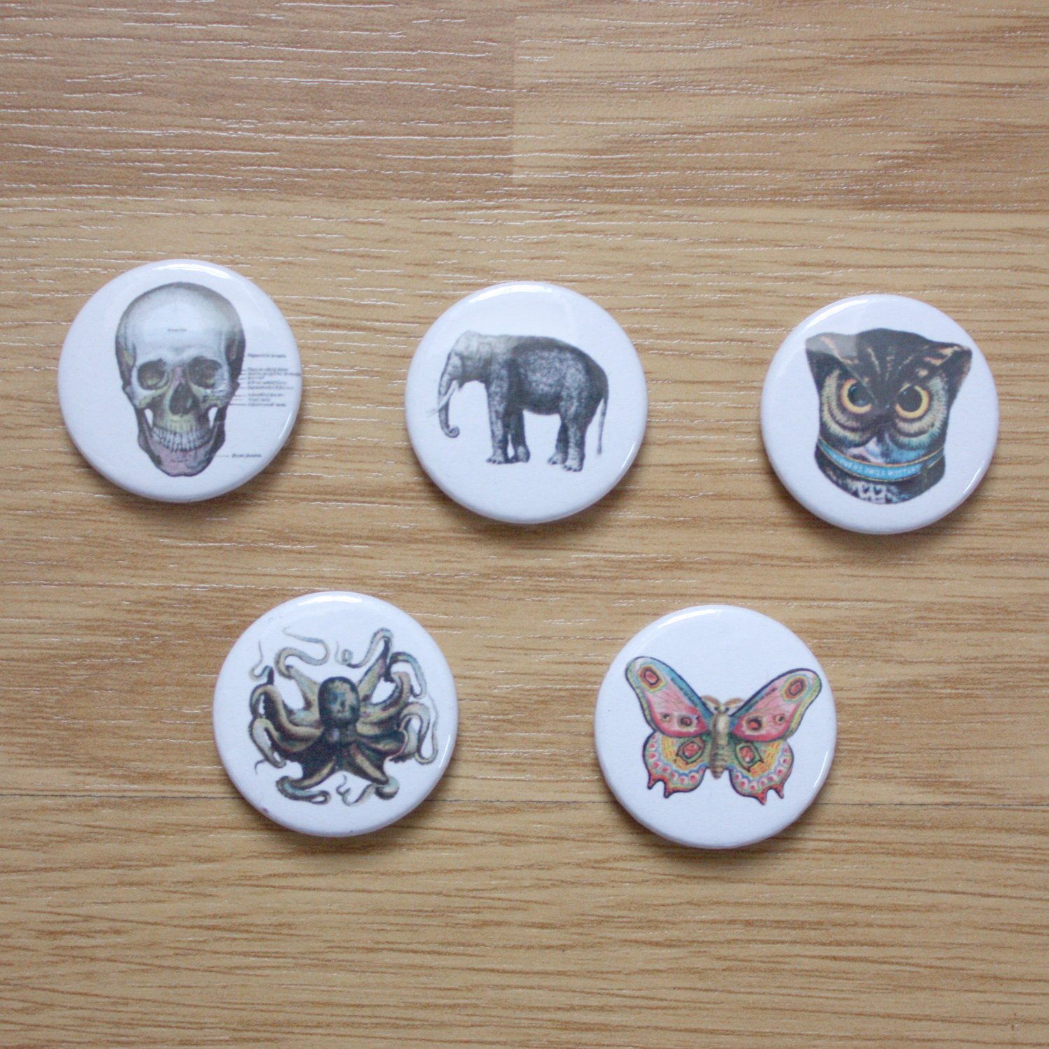 Image of Vintage Illustration Button Badges / Pocket Mirrors