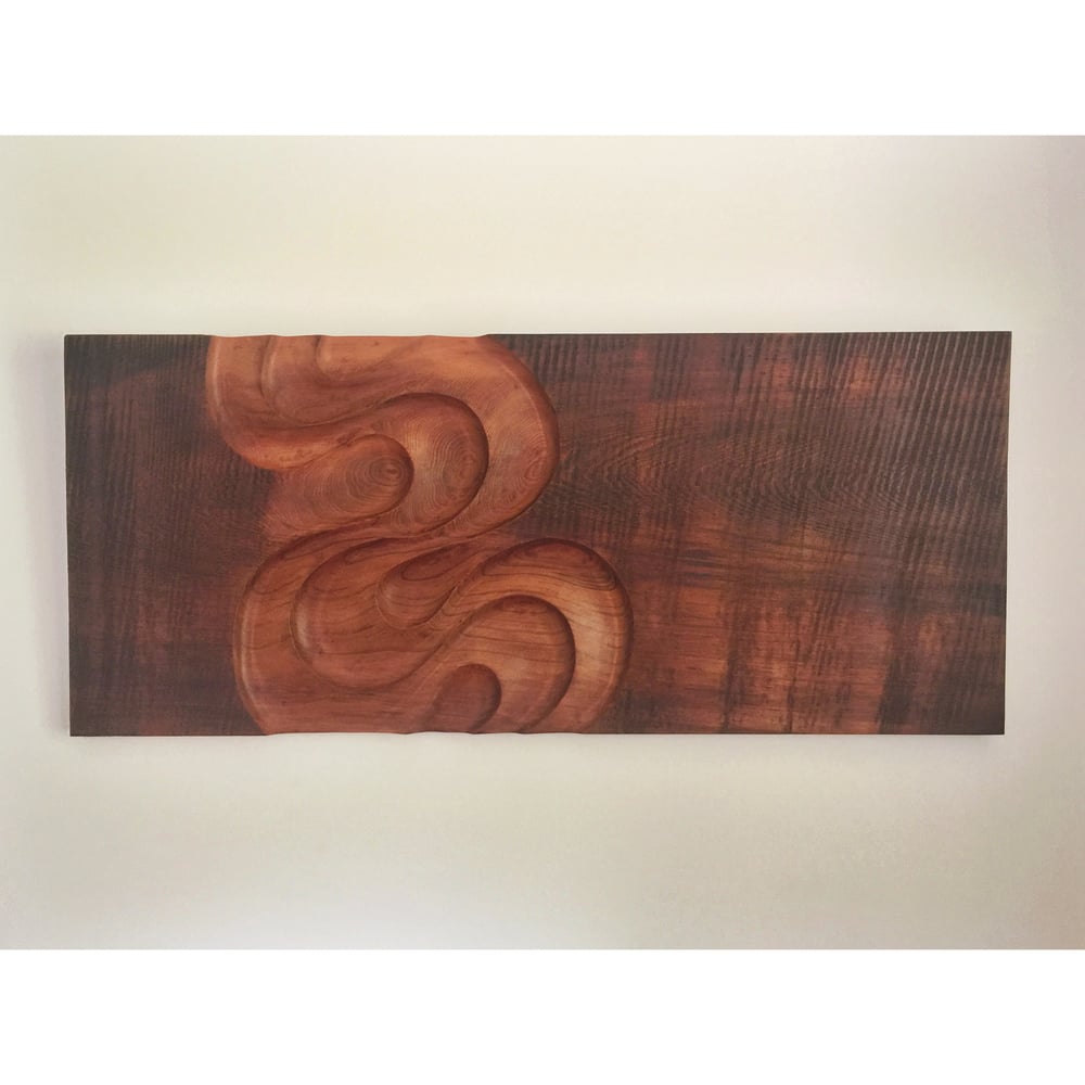 Image of Colliding with nothing else. Red cedar wall hanging