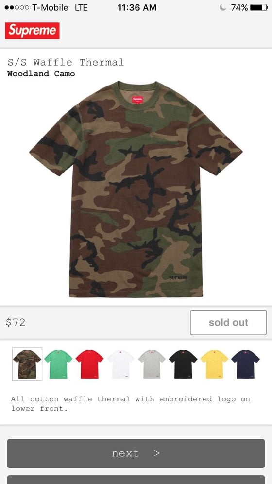 Image of SUPREME S/S WAFFLE THERMAL WOODLAND CAMO