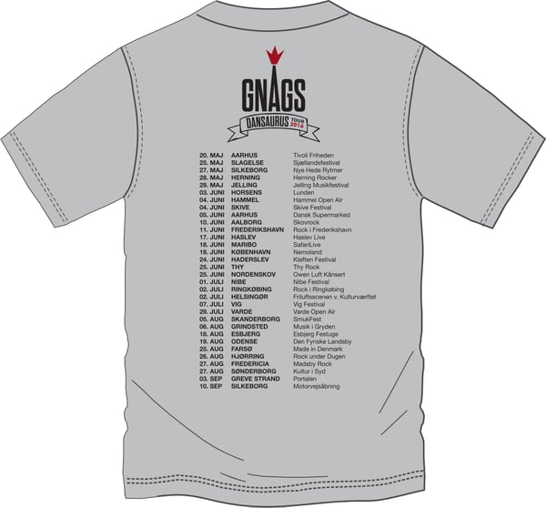 Image of Gnags - Dansaurus Tour 2016 T-Shirt (Back)