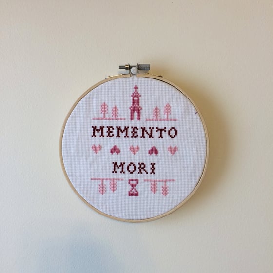 Image of MEMENTO MORI CROSS STITCH SAMPLER
