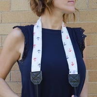 Image 1 of Scarf Cross Body Camera Straps USA Handmade | Anchor Soft Cotton Comfortable Fit