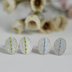 Image of Sewn Up Small oval studs