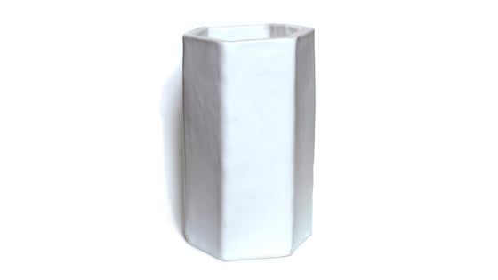 Image of Hand built hexagonal porcelain vase