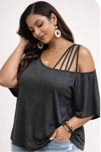 Image 2 of New 4XL Diva Shoulder Gray Top #471*9
