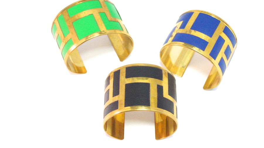 Image of Gold Geometric Color Cuff Bracelet