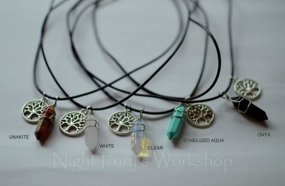 Image of Tree Of Life Charm With Crystal Necklace
