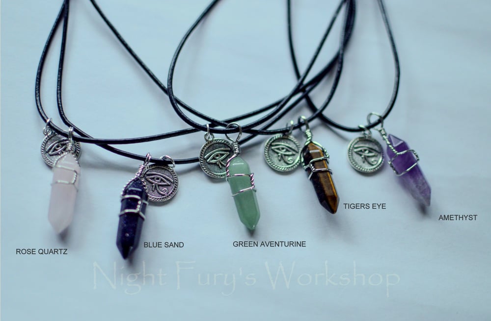 Image of Eye Of Horus Egyptian Charm with Crystal Necklace