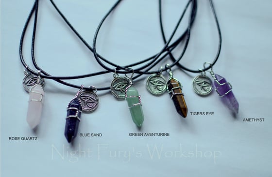 Image of Eye Of Horus Egyptian Charm with Crystal Necklace