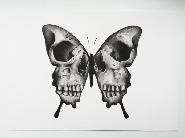 Image of 'Skullerfly' mini print