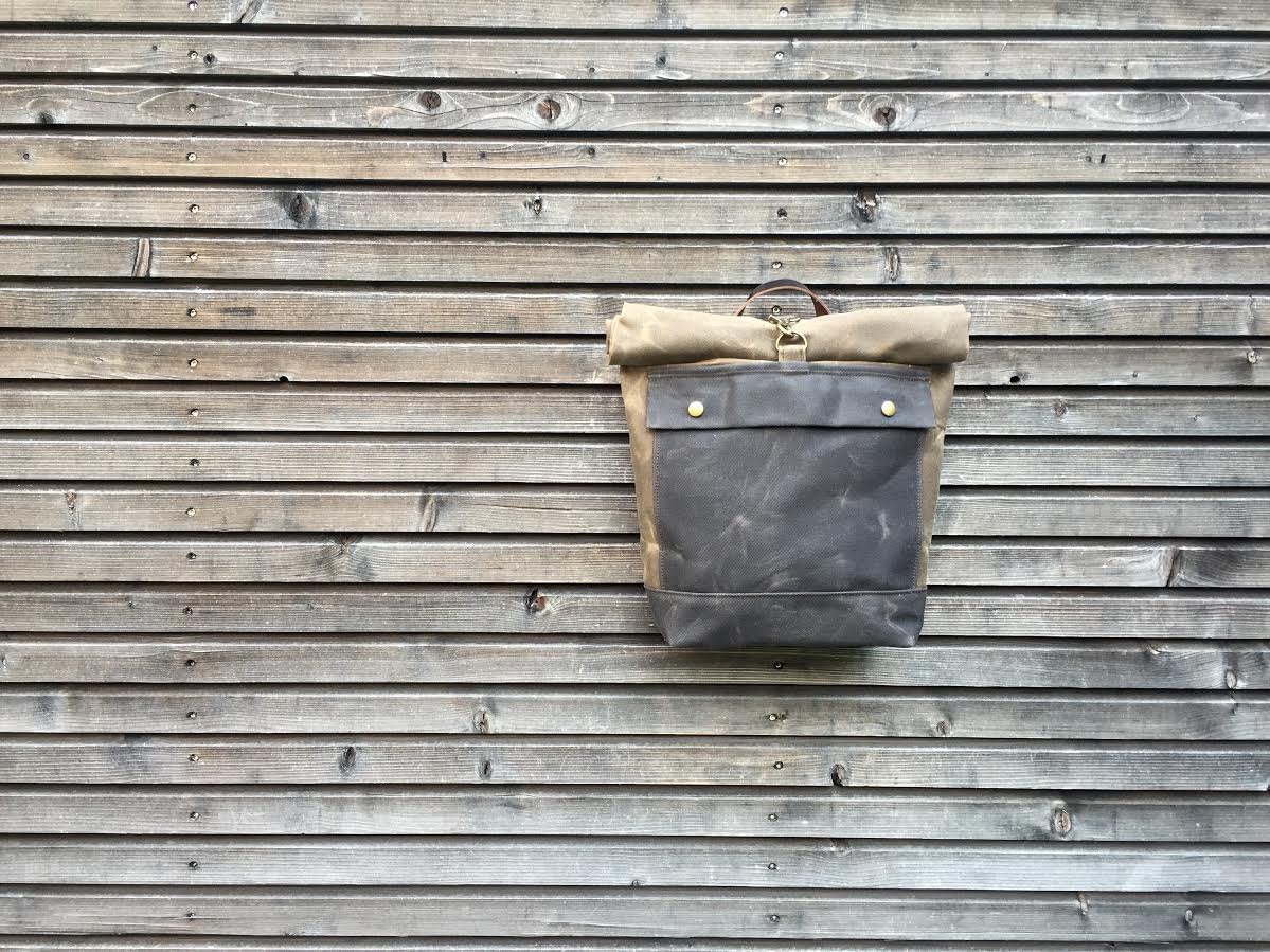 Image of Motorbike bag / motorcycle bag / bicycle bag / pannier in waxed canvas / bike accessories