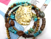 Image of Beaded Wolf Necklace. Native American Turquoise Inspired Jewelry