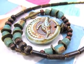 Image of Bird Totem Necklace. Crow Medicine Jewelry. Beaded Raven Necklace. Tribal Unisex Necklace