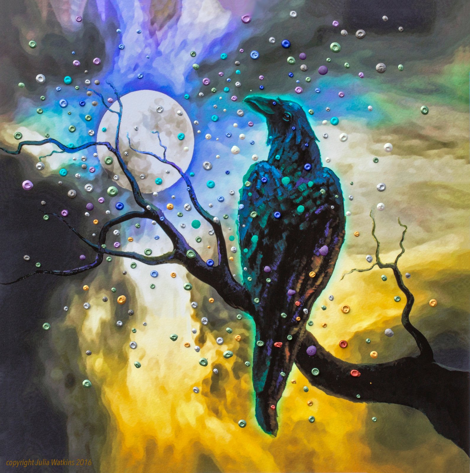 The Energy Art Store By Julia Watkins Raven S Moon Energy Painting   Raven Moon With Copyright 2 