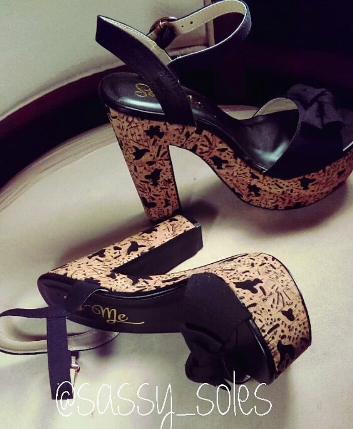 Image of cork heel wedge