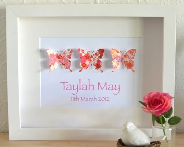 Image of Trinity Butterflies - Quality Personalised Framed Artwork