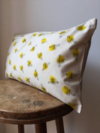 Image 2 of Bee Print Rectangular Cushion - Hand Printed in Manchester UK