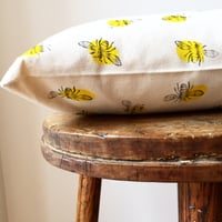 Image 4 of Bee Print Rectangular Cushion - Hand Printed in Manchester UK