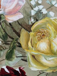 Image 6 of Ancienne gouache aux roses, cadre doré