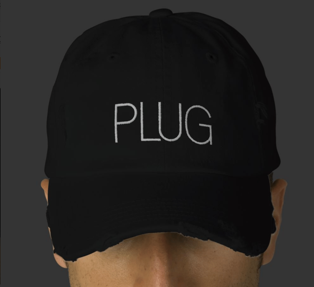 Image of Black PLUG Distressed Baseball Cap
