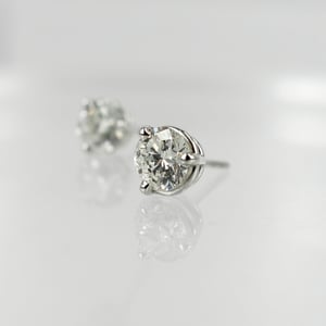 Image of 14ct White Gold Diamond Studs. 2 Diamonds = .80ct  FSI Pj5838
