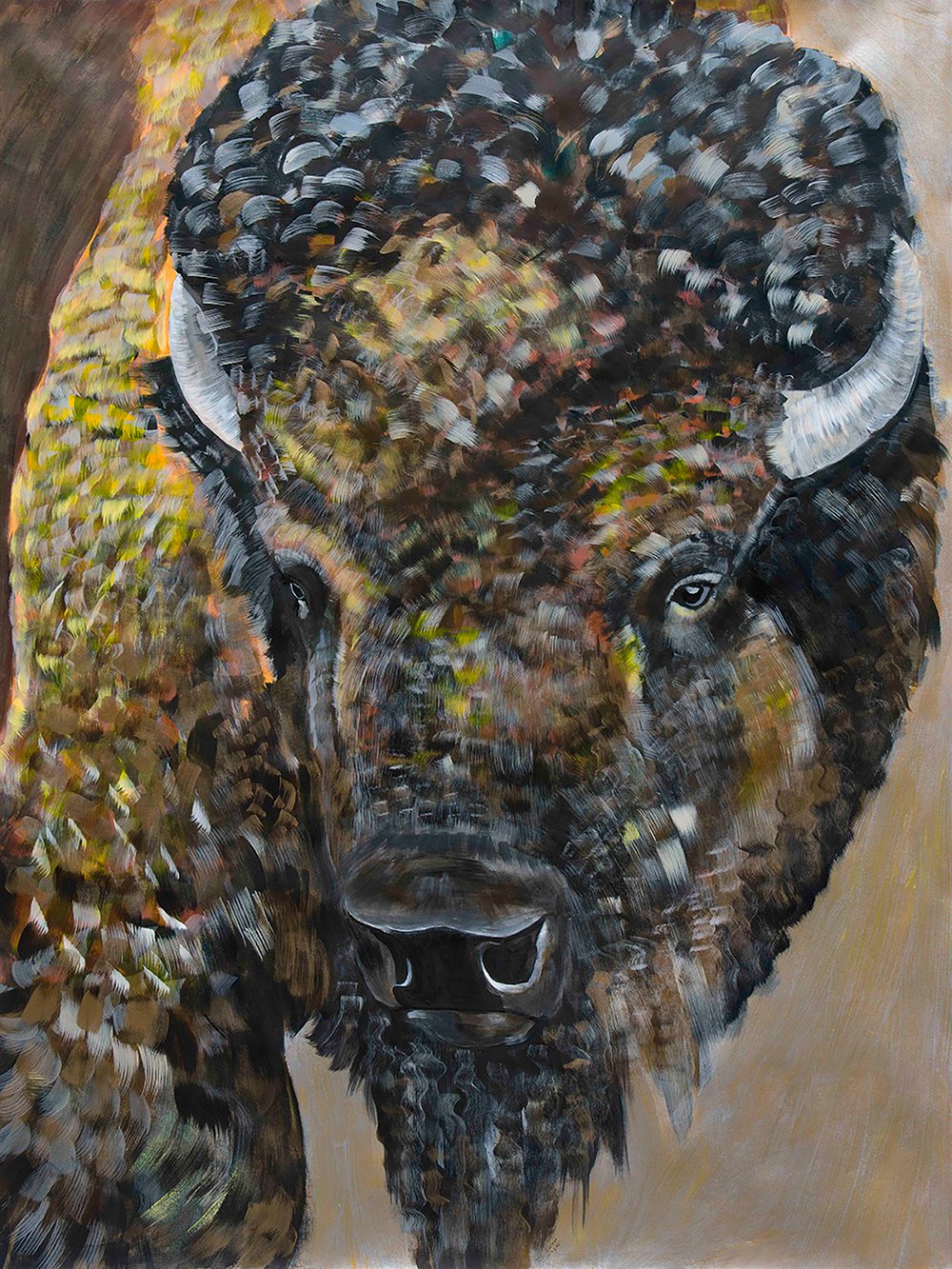 Image of Fine Art Giclee print reproduction of original Bison/Buffalo painting by Natalie Wright