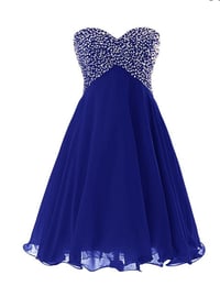 Image 1 of Cute Handmade Short Blue Prom Dress with Sequins, Party Dresses, Homecoming Dresses