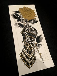 Image of Gauntlet with Rose Print (Black and Gold)