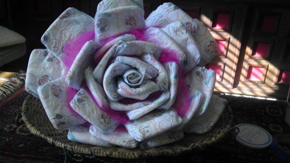 Image of Rose Diaper Cake