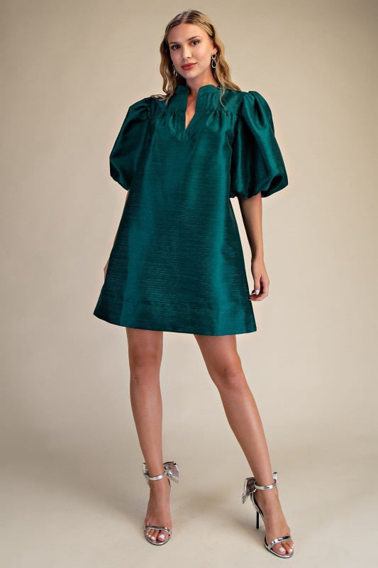 Image of Green Puff Sleeve Dress 