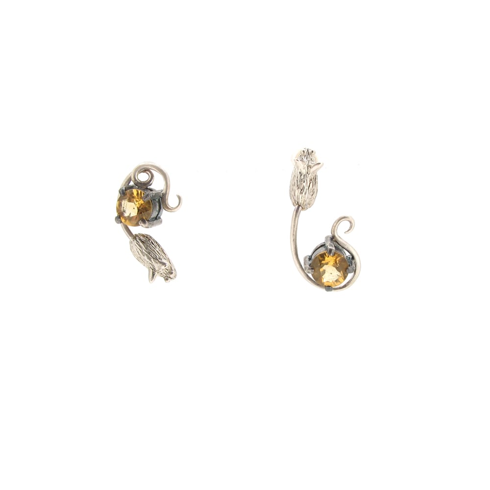 Image of {NEW} Asymmetric Citrine Mouse Earrings