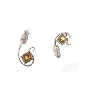 Image of {NEW} Asymmetric Citrine Mouse Earrings