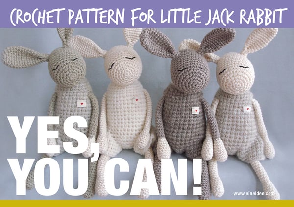 Image of Crochet Pattern for "Little Jack Rabbit" / Häkelanleitung für „Kleine Heldhasen“