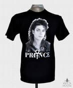 Image of Michael Jackson Face Prince Symbol T-Shirt // black shirt white ink RIP PRINCE