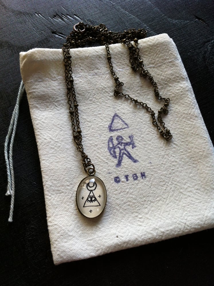 Image of All Seeing Crescent Triangle pendant necklace