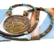 Image of Horse Necklace. Turquoise Power Animal Beaded Necklace