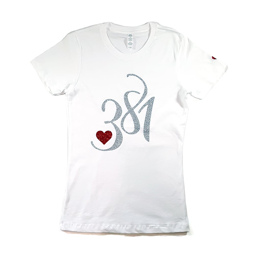 Image of 381 Logo Female Tee White|Silver Ice