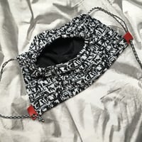 Image 6 of Black White and Red All-Over Drawstring Backpack