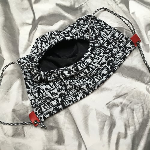 Image of Black White and Red All-Over Drawstring Backpack