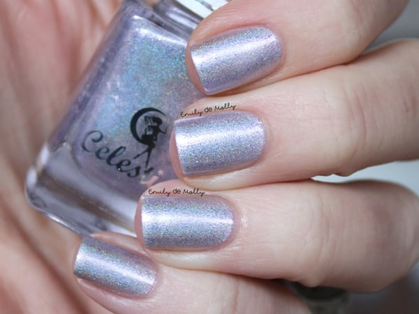 Image of Celestial Unicorn on The Rocks - pearly grey based holo with violet sparks & lavender flakes