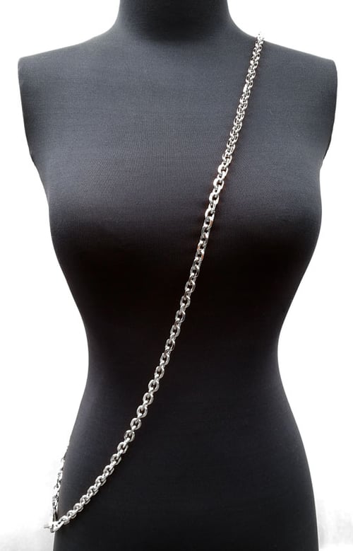 Image of NICKEL Chain Purse Strap - Rolo, Diamond Cut Accents - 3/8" (9mm) Wide - Choose Length & Clasps