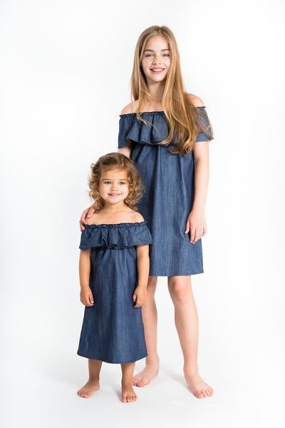 Image of Girls Denim Ruffle Dress