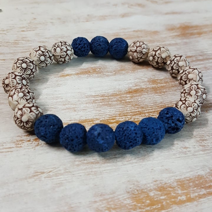 Image of BLUE LAVA AND WOOD ARM CANDY