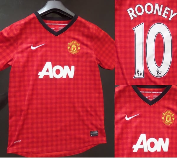 Image of MANCHESTER UNITED 2012/13 HOME KIT #10 ROONEY SIZE 13-15 YEARS