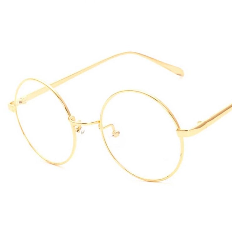 Image of Full rim gold thin round circle glasses vintage style 