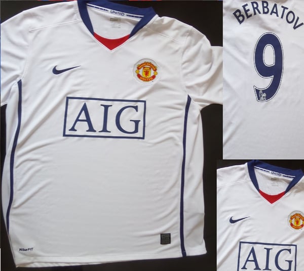 Image of MANCHESTER UNITED AWAY KIT 2008/2009#9 DIMITAR BERBATOV SIZE MEDIUM MENS