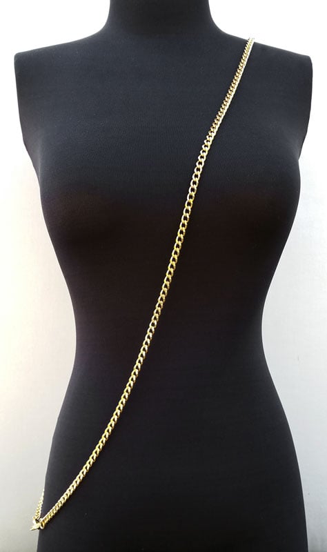 Image of GOLD Chain Purse Strap - Mini Classy Curb, Diamond Cut Accents - 1/4" Wide - Choose Length & Clasps