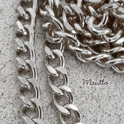 Image of NICKEL Chain Purse Strap - Mini Classy Curb, Diamond Cut Accents - 1/4" Wide - Choose Length & Clasp