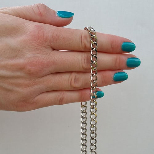 Image of NICKEL Chain Purse Strap - Mini Classy Curb, Diamond Cut Accents - 1/4" Wide - Choose Length & Clasp