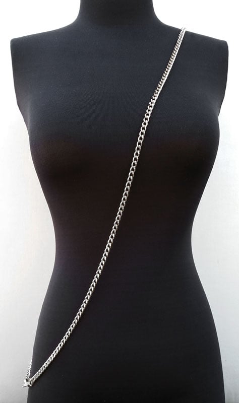 Image of NICKEL Chain Purse Strap - Mini Classy Curb, Diamond Cut Accents - 1/4" Wide - Choose Length & Clasp